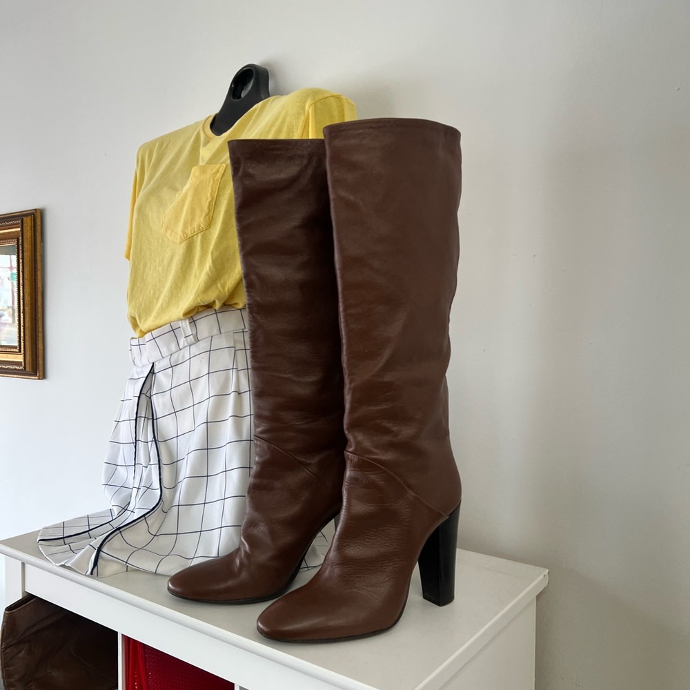 GZ Slouch Brown Leather Knee-High Boots